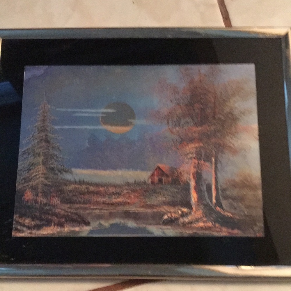 NWOT & vintage framed metallic foil art picture
